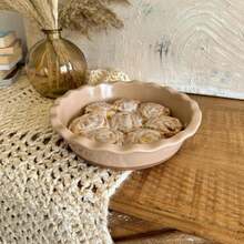 MORA Ceramic Pie Pan For Baking - 9 Inch - Deep And Fluted Pie Dish For Old Fashion Apple Pie, Quiche, Pot Pies, Tart, Etc - Modern Farmhouse Style Porcelain Ceramic Pie Plate - Chai - ColorA - 查看 4