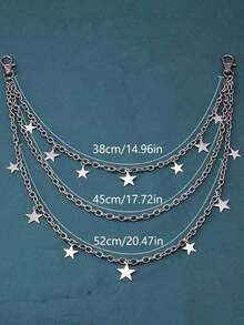 1pc Punk Style Fashion Waist Chain, Double Layer Pants Chain, Unique Metal Double Layer Chain, Hop Skirt Accessory Pants Chain Summer, School Fall, Autumn, Halloween - Multicolor - View 5