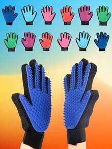 Random Pet Deshedding Massage Grooming Gloves, Pet Grooming Gloves - Gentle Deshedding Brush, Suitable Dogs And Cats - Massage Stimulates Circulation - Easy To Use And Clean - 藍色 - 查看 7
