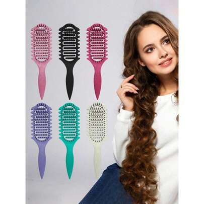1 chiếc lược uốn tóc bằng nhựa nhiều màu sắc phiên bản nâng cấp mới, có kèm bàn chải, thiết kế đặc biệt để uốn, tạo kiểu, giảm tình trạng tóc bị giật và tách rời, dụng cụ tạo kiểu phù hợp cho tiệm cắt tóc, salon, gia đình, du lịch, phụ kiện chăm sóc tóc, dịp năm mới, Ngày Valentine, Ngày của Mẹ, Ngày của Cha, lễ tốt nghiệp, tựu trường.