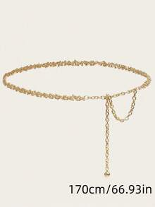 1pc Minimalist Chic Metal Beaded Waist Chain For Women, Suitable For Summer, Autumn, School, Street, Party And Daily Wear FDP6 - Gold - 查看 5