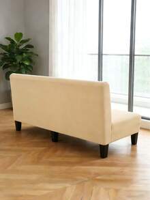 Armless Printed Sofa Bed Cover, Elastic All Inclusive Polyester Sofa Cover, Knitted Milk Silk, Suitable For All Seasons - Beige - View 9