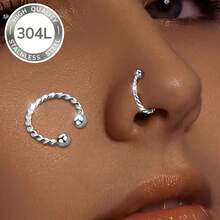 SENLANSP 1 pieza Clip de nariz de acero inoxidable con giro, clip de cartílago sin perforación, adecuado para fiestas, vacaciones y uso diario de mujeres - anillo de la nariz - Ver 4