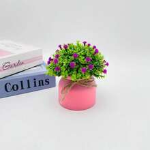 1pc Star Sky Rope Pink Potted Plant, Office/Home Desktop Decor Artificial Flower Bonsai, Mini Artificial Potted Plant, Artificial Greenery, Small Space Decor - Multicolor - View 10