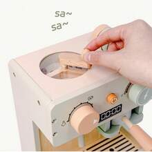 Juguete de cocina de madera para niños, set de juego de simulación unisex, cafetera de madera - máquina de café - Ver 4