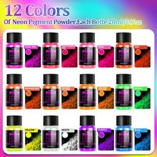 Pó Pigmento Neon, 12 Cores Pó de Mica para Resina Epóxi, Copos, Slime - Pó Pigmento de Cor Neon para Fabricação de Velas, Pintura, Fabricação de Joias, Artesanato DIY. - 12 Cores - Visão 8
