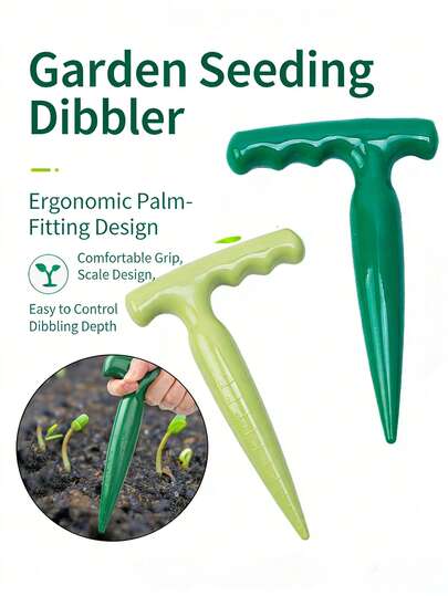 Excavador de agujeros de suelo portátil - Plantador de plántulas de plástico con mango largo adecuado para plantar bulbos, semillas y plántulas, herramienta de jardinería manual, se puede usar para cavar agujeros de plantación, sin necesidad de energía, perfecto para entusiastas de la jardinería y plantación en el hogar