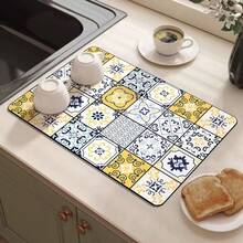 1pc Coffee Mat - Hides Stains, Suitable For Kitchen Countertops, Coffee Bars, Dish Drying Racks, Compatible With Coffee Machines, Coffee Pots, Espresso Machines - Multicolor - View 8