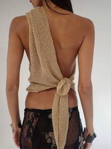 Damen Sommer Cover-Up Top, sexy halbtransparent einfarbig mit asymmetrischem Saum, 2026 Frühling/Sommer Neu, lässig, Strand, Date, Geburtstagsparty, Unabhängigkeitstag, Ostern, Sommer, sexy Strandmode Urlaub - Champagnerfarben - Übersicht 10