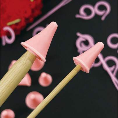 20件套编织工具套装，包括编织针、毛衣针帽、手工毛衣围巾针、记号针（粉色）