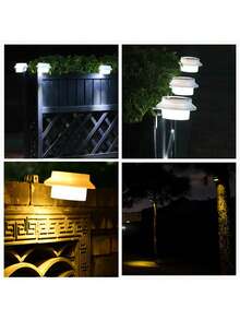 1pc Solar LED Fence Light - Outdoor Solar Lights For Outdoor Garden, Front Door, Railing And Deck Safety Lighting - One Size - View 8