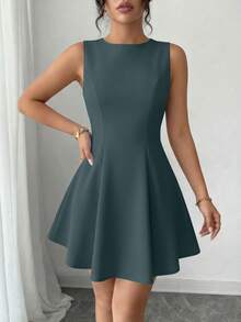 PRETTYGARDEN Women's Summer Dresses Elegant Sleeveless Boat Neck A Line  Formal Cocktail Party Wedding Guest Graduation Vacation Mini Dress Club Outfits For Women - 深藍色 - 查看 3