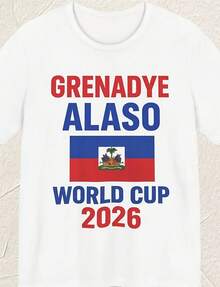 Grenadye Alaso Haiti Flag World Cup 06 Tee  Soccer Fan Shirt220G Heavyweight 100% Cotton T-Shirt. -Thicker, Softer, And Stronger T Your Average . This Heavyweight Essential Brings Pm Comfort And Rugged Performance Together. I For Layering, Lounging, Or Hitting The Streets In Style. Fade-Resistant And Pre-Sunk For A Reliable Fit Every Time. - 白色 - 查看 1