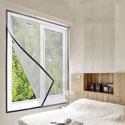 1 Piece Summer Anti-Mosquito Window Screen Net, Self-Adhesive With Hook And Loop, Breathable And Transparent Window Mosquito Net, High-Density Invisible Door Screen. Punch-Free Door Curtain With Full Edging, Dustproof Window Net. Suitable For All Kinds Of Doors And Windows. No Drilling, Self-Adhesive Installation, Detachable, Easy To Clean, Reusable, For All Seasons.