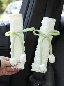 Tulip Flower Car Seatbelt Shoulder Pad Cover, Car Belt Protector, Universal All Seasons,Car Accessories Women - 粉紅色 2 件裝 - 查看 4