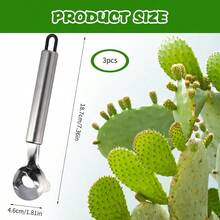 3 PCS Cactus Peeler 48x1.81in Multifunctional Cactus Peeling Stainless Steel, Groove Blade Design, Simple Operation, Hanging Design, Suitable Kitchen Cooking - View 2