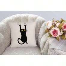 HGOD Designs Funda de almohada de oso de peluche fondo negro funda de almohada de algodón y lino cuadrado funda de almohada estándar decoración para el hogar sofá sillón recámara - Diseño 89 - Ver 2