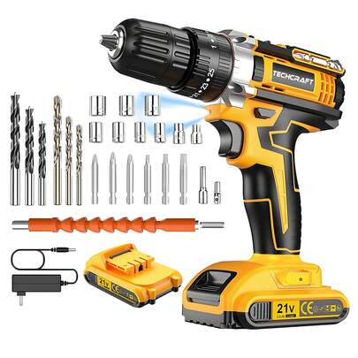 Taladro Inalámbrico, Drill con 1 Batería de Larga Duración y Cargador, Motor de Alto Rendimiento, Con Accesorios, Ideal para Hogar y Bricolaje