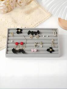 1/9pcs Velvet Jewelry Display Tray Large Capacity Organizer Independent Compartment Holder Multi-Slot Storage Box Minimalist Necklace Bracelet Ring Earring Pendant Case Luxury Gift Set - Multicolor - View 12