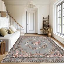 Moderner Boho-Wohnzimmerteppich, Kurzflor, Rutschfest & Waschbar, Weicher Teppich für Schlafzimmer - Grau 1St - Übersicht 9
