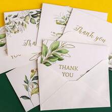 24pcs Green Leaf Thank You Cards, 6 Designs With Gold Foil Green Plant Themed Thank You Greeting Cards With Envelopes, Suitable For Wedding, Graduation, Kids, Birthday, Baby Shower, Anniversary - 24Pcs-a - View 3