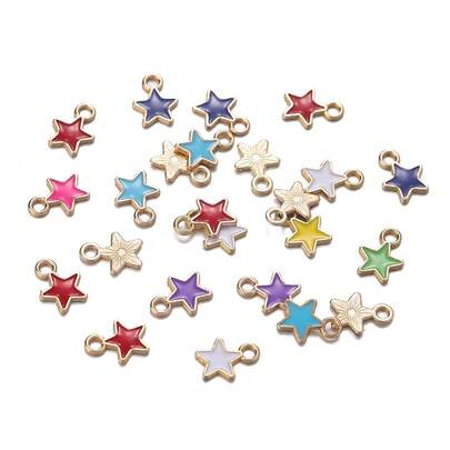 合金星形滴油吊坠五芒星彩色吊坠手工DIY项链手链吊坠配件