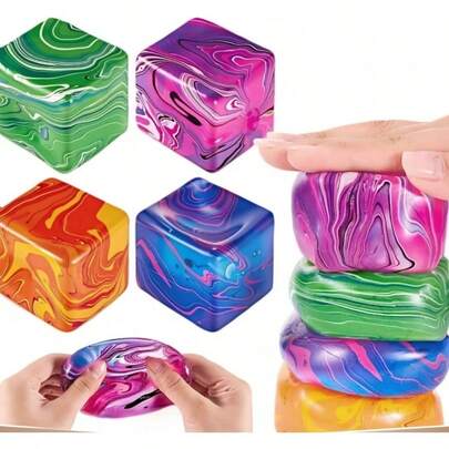 4th Generation Upgraded Large Ripple Squeeze Toy - Square Block Stress Relief Toy - Malt Cube Squeeze Toy - Party Finger Relaxation Toy - Christmas Gift