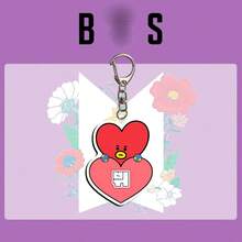 1件套BT21可爱心形亚克力钥匙扣，Koya RJ Shooky Cooky Tata Chimmy Mang包包挂饰，适合ARMY粉丝，耐用动漫周边，完美礼物 - 彩色 - 查看 13