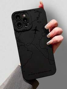Airplane Pattern Liquid Silicone Phone Case, 360-Degree Protection, Shock-Proof And Drop-Proof, TPU Soft Rubber Material, Compatible With IPhone 11/12/13/14/15/15 Pro/15 Plus/15 Pro Max/7 Plus/8 Plus/X/Xs Max/Xr/11 Pro/12 Pro/13 Pro/14 Pro/12 Mini/13 Mini/11 Pro Max/12 Pro Max/13 Pro Max/14 Pro Max/14 Plus/6/6s/6 Plus/7/8/SE, And Galaxy A54/A14/A12/A13/A15/A32/A33/A24/A52S/S20/S21/S22/S23/S24/S23 Plus/S24 Ultra - Black - View 3