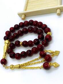 33 Beads Floral Muslim Tasbih, Golden Three Tassels, Islamic Prayer Beads, Handheld Bracelet - Golden Tripod - View 5
