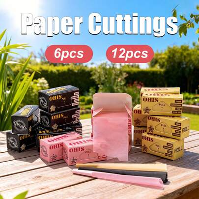 6/12pcs Rolls Of Cutting Paper, 45mm Self-Control Free Cutting Roll Paper, 5m Length, Smooth Sliding, Slow Burning, 3 Color Mixed, Personal Use And Party Bulk Packaging, Smoking Accessories, Valentine's Day Gift