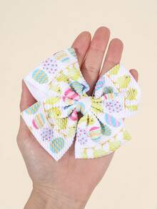 5个复活节兔子蝴蝶结发夹，彩蛋装饰蝴蝶结，适合女孩，优雅发饰，派对小礼物 - 彩色 - 查看 4