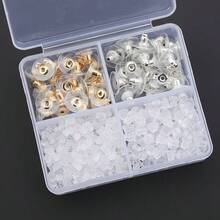 620 piezas Juego de respaldos de pendientes de silicona - Hipoalergénicos, respaldos de pendientes de clip y de botón transparentes, incluye 4 estilos - R30 - Ver 6