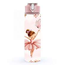 1pc/5pcs 750ml Multi-Color Water Bottle/Cup With Straw. Designed With Butterfly, Cherry Blossom And Ballerina Girl Patterns. Plastic Sports Water Bottle With Flip Cap And Slim Portable Design. Fashionable And Practical. - Pink - View 10