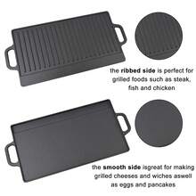 Non Stick Cast Iron Griddle Pan Skillet Cooking Plate - Black - View 7