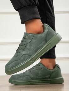 36-45码男女通用厚底系带休闲运动鞋，高品质时尚运动鞋，软底防滑耐磨滑板鞋，学生适用 - 綠色 - 查看 1