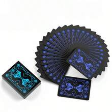 1副高品质黑色PVC塑料德州扑克牌，创意防水魔术扑克牌，可水洗 - 黑色 - 查看 1