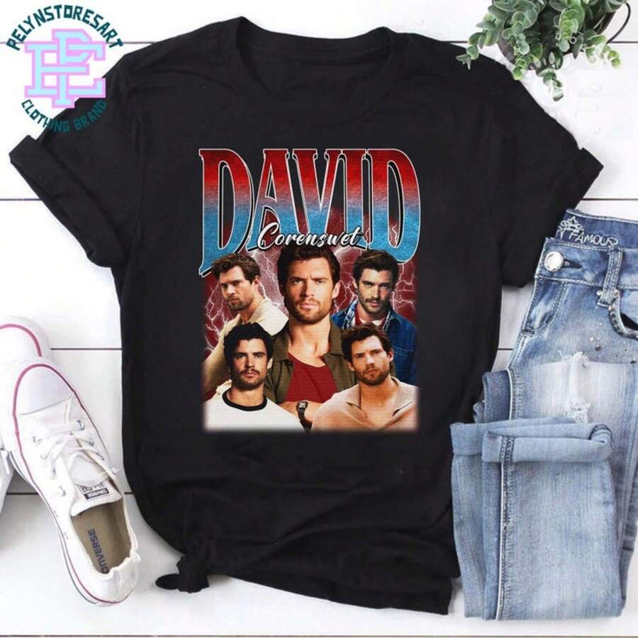 David Corenswet Vintage Pirate T-Shirt, Vintage Pirate Tee, Superhero Legacy Fan Tee, Retro Actor Graphic Tee, Aesthetic Movie Star Gift - 黑色 - 查看 1