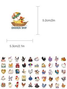 50pcs Cartoon Chicken Doodle Stickers Cartoon Animal Stickers Skateboard Phone Case Luggage Stickers - A - View 2