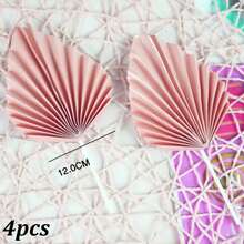 4pcs/Set Or 8pcs/2sets Beige Leaf Shaped Cake Toppers, Suitable For Birthday, Wedding, Anniversary Party Cake Decorations - Multicolor - View 13