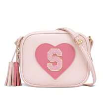 心形26字母斜挎包，可爱方形手提包，配有可调节肩带，可装手机、硬币、现金、卡片 - 彩色 - 查看 20