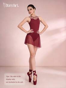DonsGirl 1 Piece Women's Black Ballet Dance Leotard - Sexy Fish-Boned Splice Neckline Design, Slim-Fit For Dance Practice/Performance Costume Spring - Burgundy - View 5