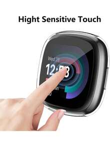 1 pieza Funda de reloj inteligente de TPU suave con cobertura total para Sense 2/Versa 4, de moda y cómoda, anti-caída, 2 en 1 con carcasa chapada y protector de pantalla, accesorios de funda de reloj inteligente a prueba de golpes y protectora - Fitbit Sense 2/Versa 4 - Ver 6