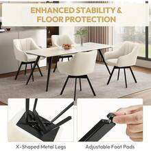 Swivel Dining Chair With Armrests And Backrest, Modern Velvet Side With Metal Legs And Rotating Seat,Kitchen Chair - Beige - View 4
