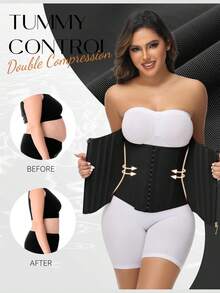 Postpartum Slimming Girdle With Zipper. Abdominal Control, Sports Corset For Women. - Black - View 5