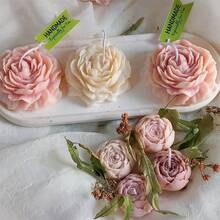 5件套牡丹玫瑰硅胶蜡烛模具套装 - 3D花朵造型模具，适用于手工皂、树脂艺术品和蜡烛制作 - 花 - 查看 5