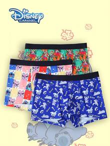 Disney 3条装卡通涂鸦印花男士内裤，松紧腰带男士平角内裤 - 彩色 - 查看 1