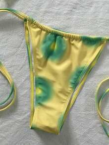 Bộ bikini buộc dây hở lưng, cổ yếm, nhuộm tie-dye thanh lịch, thích hợp cho bãi biển và kỳ nghỉ. - Nhiều màu - Xem 7