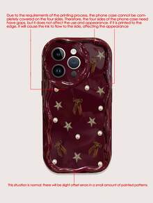 蝴蝶结奶油色漩涡波浪边酒红色简约防震加厚手机保护壳，印花设计，适用于 17/17 Pro/17 Pro Max、16 XR/7/8、15 Pro Max、12 Pro Max、13 Pro Max、14 Pro Max、13、14、11、12、P11、P12、XS、XR、7/8、P、7/8 GES2 - 彩色 - 查看 8