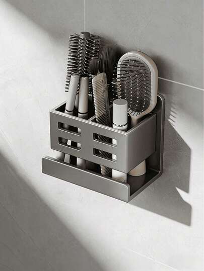 1pc Wall-Mounted Bathroom Storage Organizer Box, Can Hold Toothbrush, Razor And Beauty Products - No Drilling Required, Durable Plastic Material, Multi-Layer Design, Space-Saving, Suitable For Sink Or Shower, Bathroom Accessory, Shower Caddy